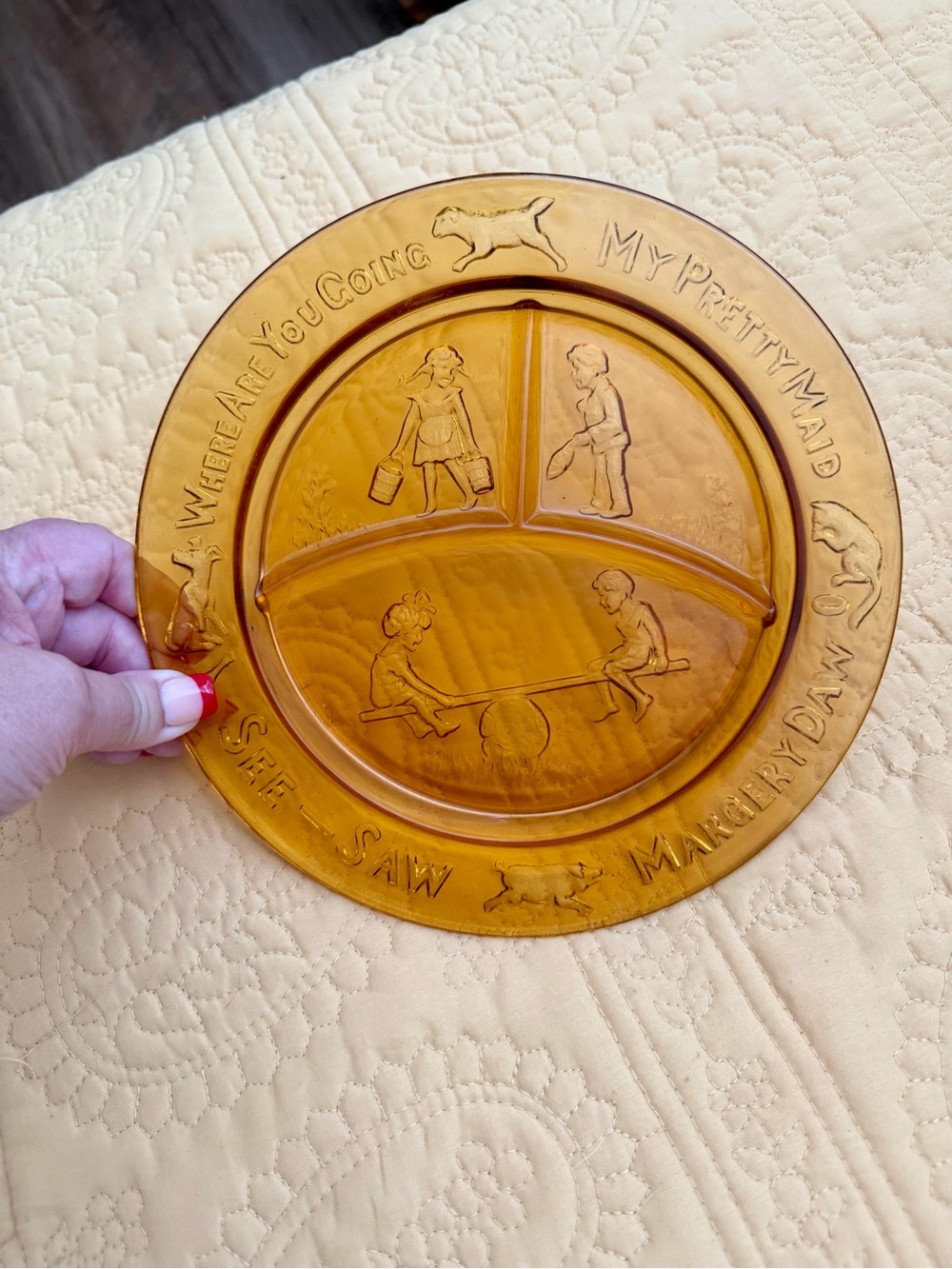 Indiana Glass Amber Divided Children's Plate